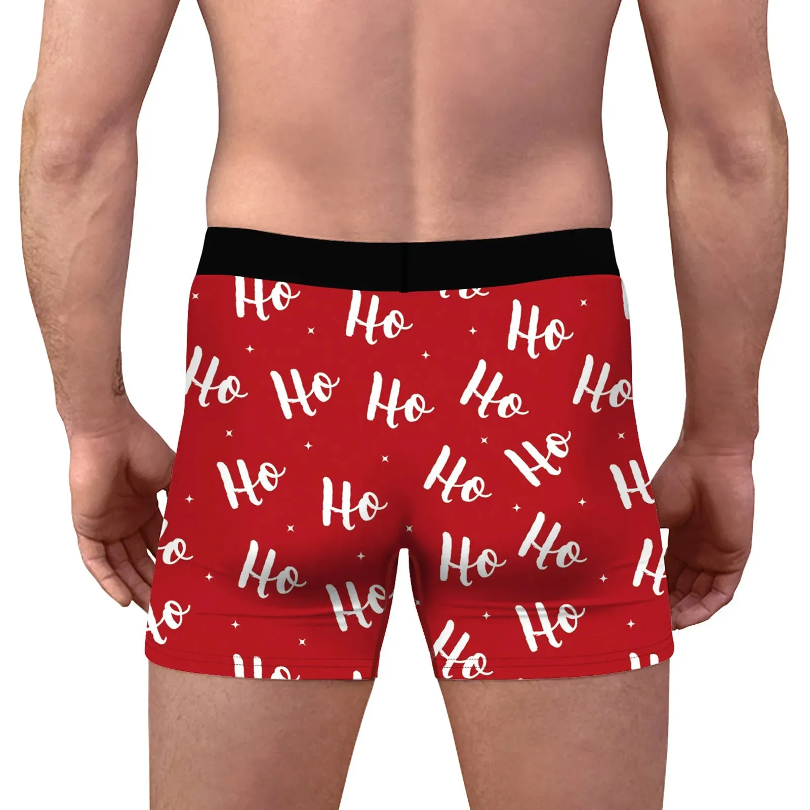 Men Christmas Stylish Printing Shorts Underwear Mid Waist Elastic Waistband Boxer Brief Breathable Underpants