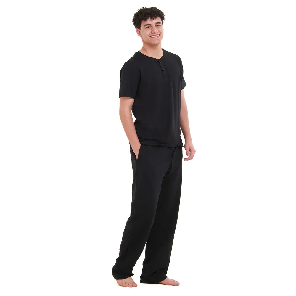 Men summer pajama set  Black T-shirt   Pants