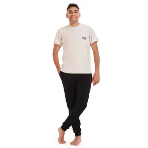 Men summer pajama set Light grey T-shirt   Black  pants