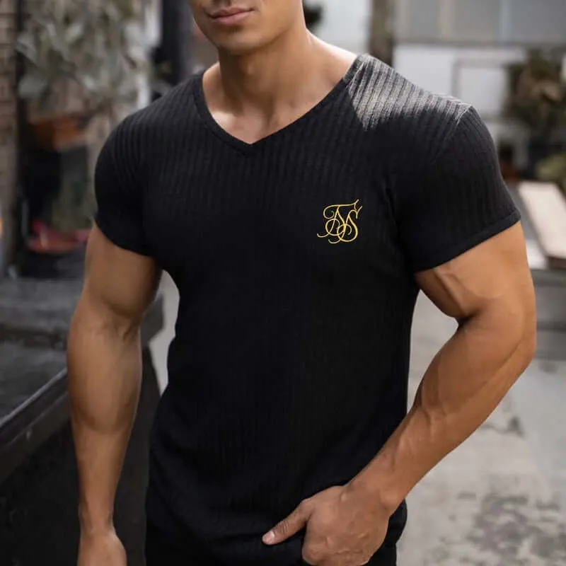 Mens Hot Trending Silk T Shirt Fashion Casual Short Sleeve Compression Shirt