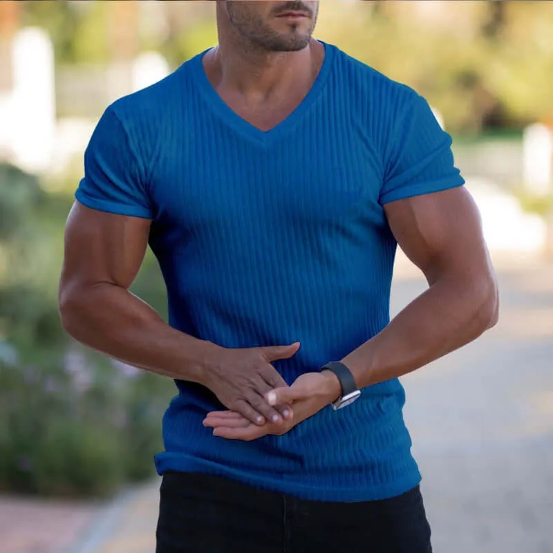 Mens Hot Trending Silk T Shirt Fashion Casual Short Sleeve Compression Shirt