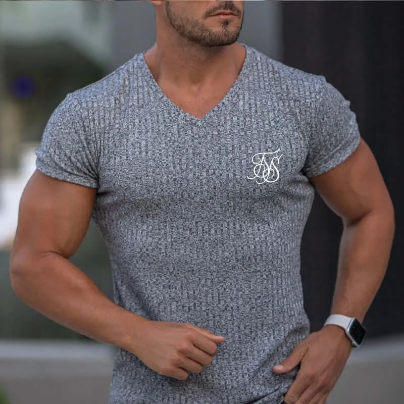 Mens Hot Trending Silk T Shirt Fashion Casual Short Sleeve Compression Shirt