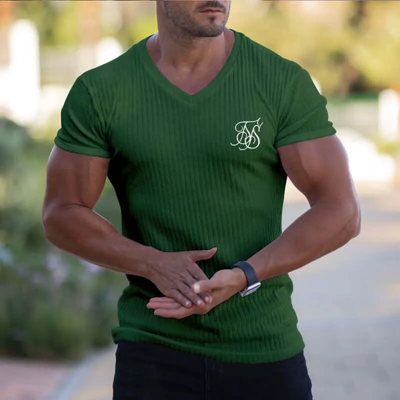 Mens Hot Trending Silk T Shirt Fashion Casual Short Sleeve Compression Shirt