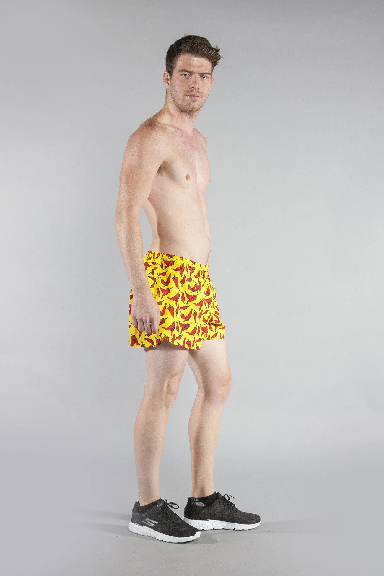 Men's Printed 3" Half Split Shorts - Yellow Chili Pepper