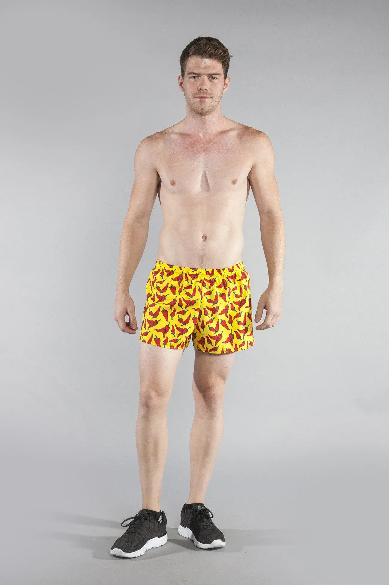 Men's Printed 3" Half Split Shorts - Yellow Chili Pepper