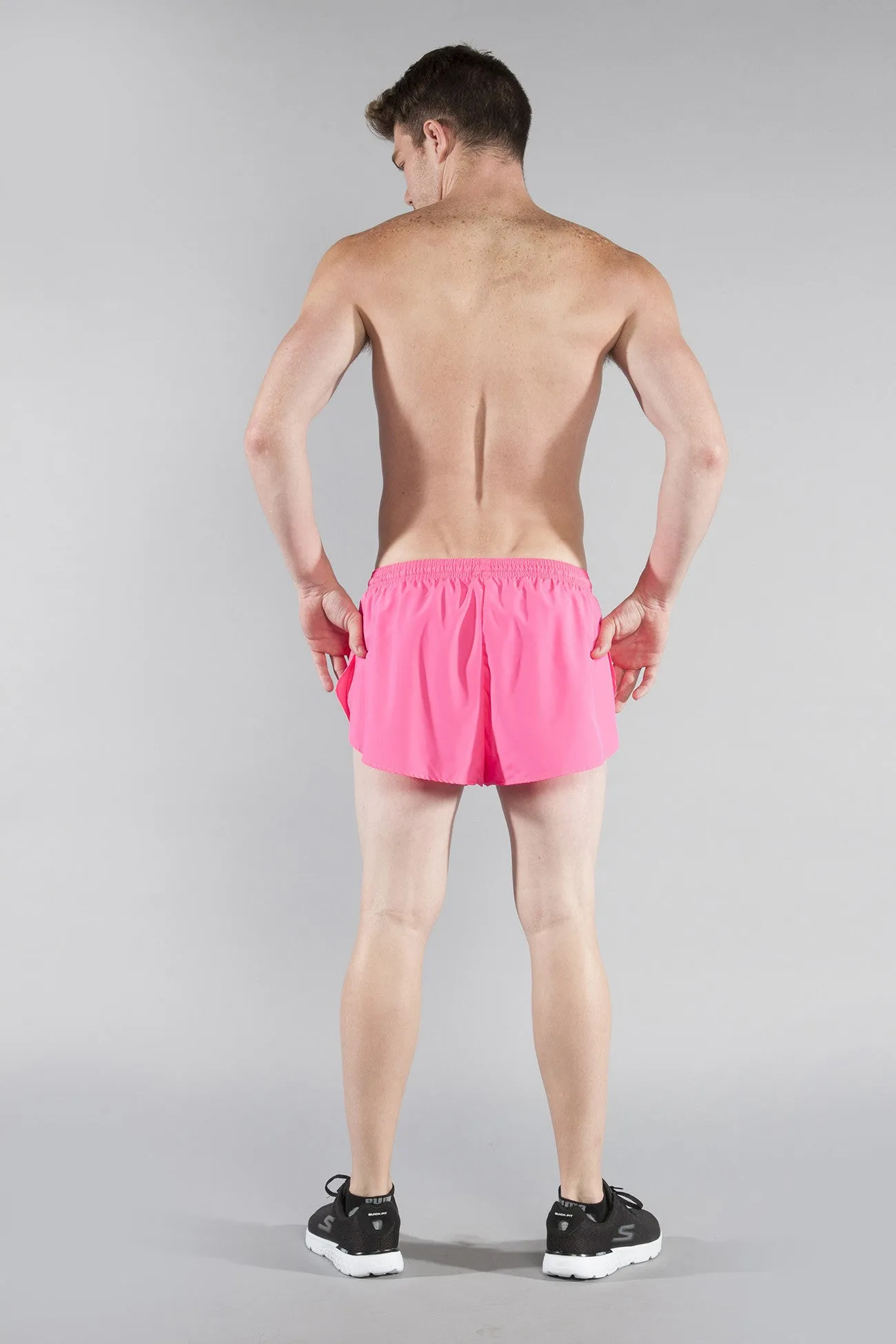 Men's Solid 1" Elite Split Shorts - Hot Pink