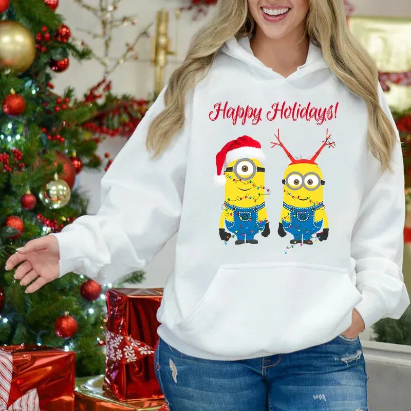 Merry Minions Plus Velvet Christmas Hoodie