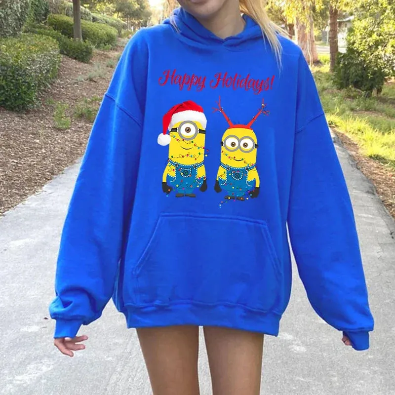 Merry Minions Plus Velvet Christmas Hoodie