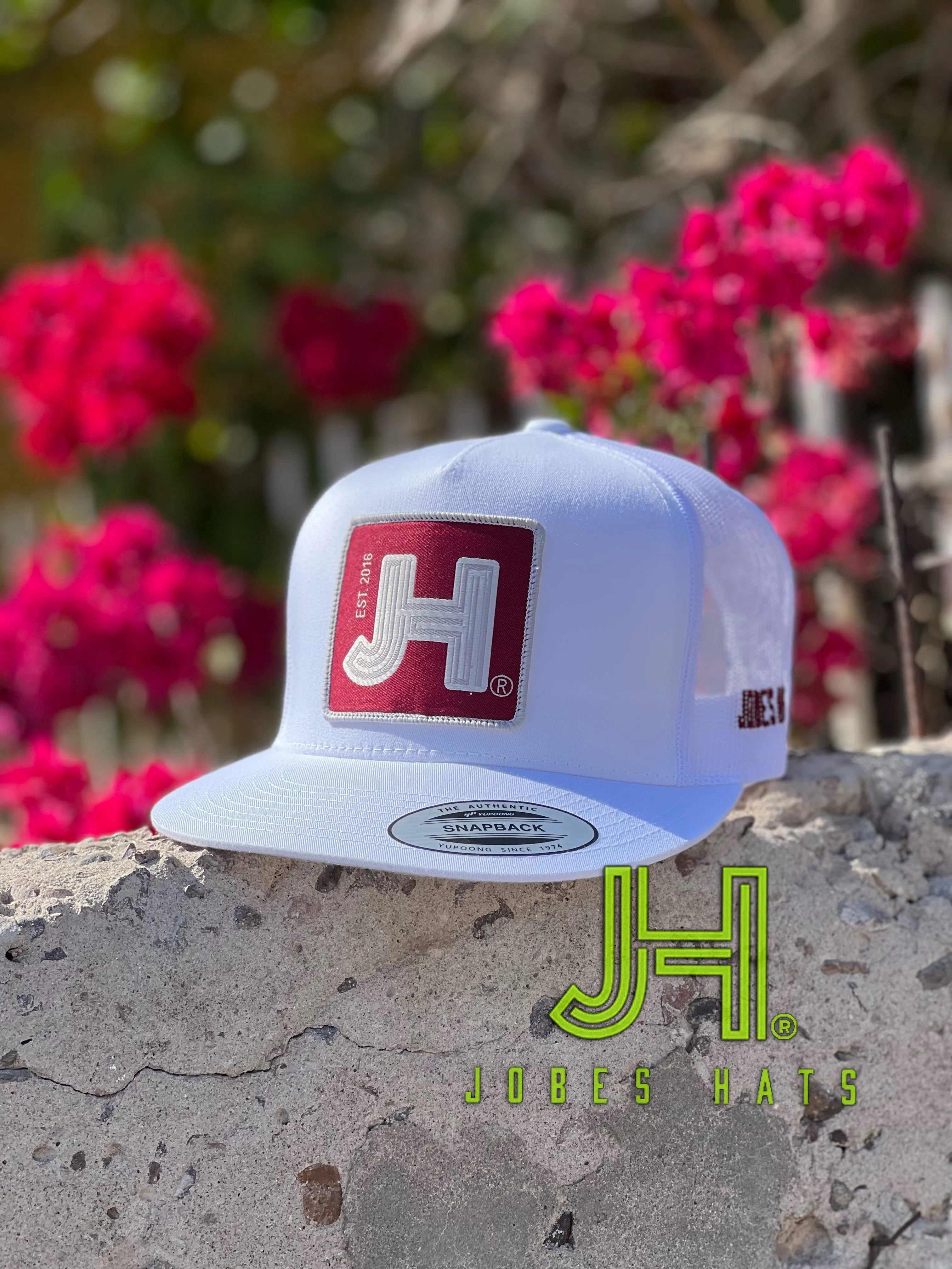 New 2022 Jobes Trucker Cap- All White Solid Maroon Patch