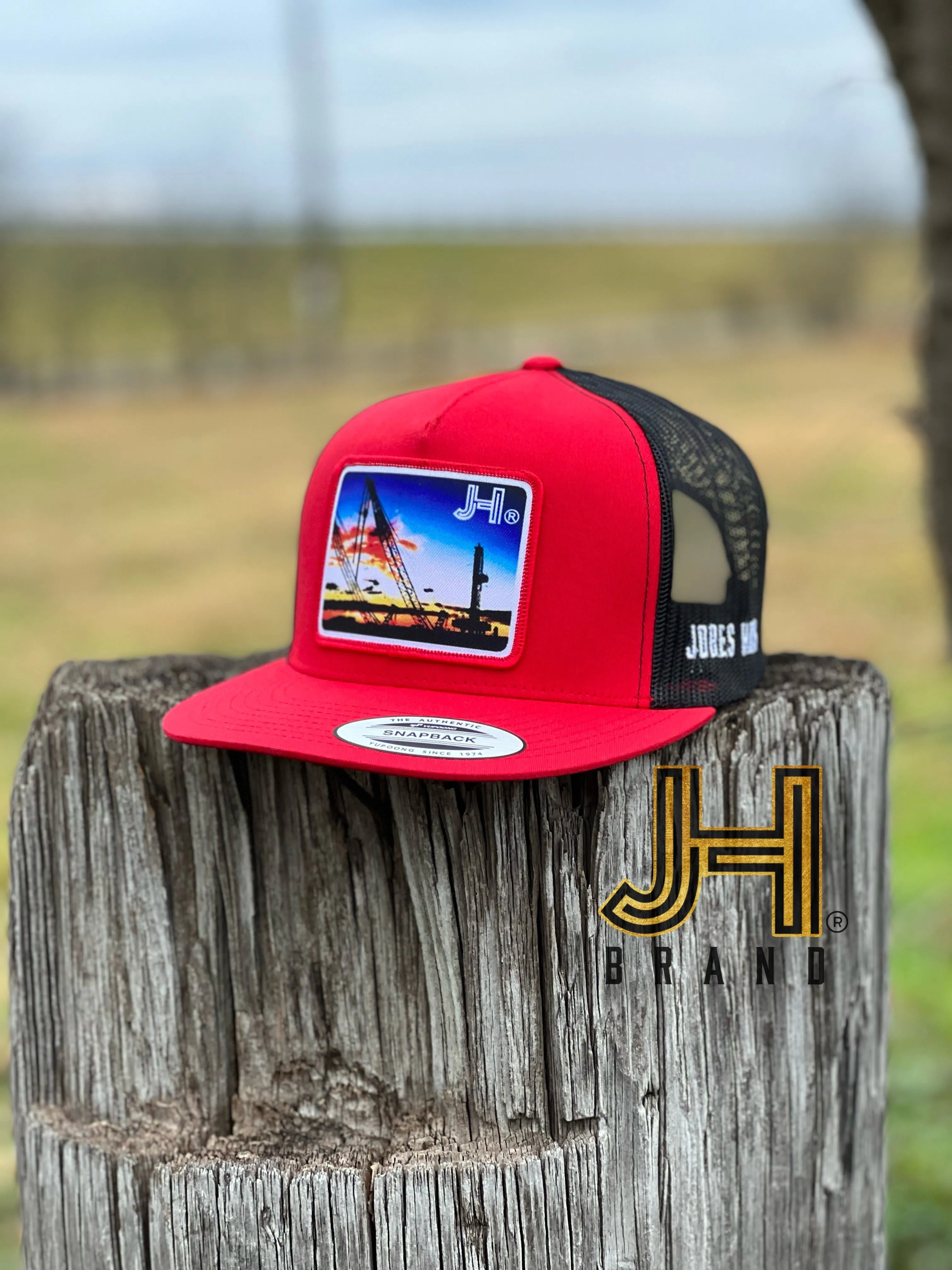 New 2022 Jobes Trucker Cap-  Red/Black Crane Life Patch