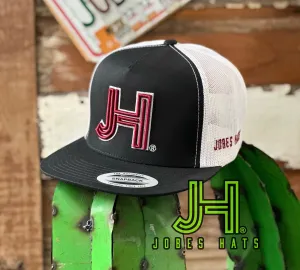 NEW 2023 Jobes Trucker Cap - Black/White 3D Maroon JH/white outline