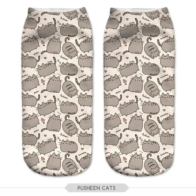 New 3D Print Socks Pusheen Giraffe avocado Flag fish Women Socks Cute  Ankle Sock Multiple Cartoons Casual Type Teenager Socks