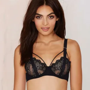 New Cutout Lace Bra Strappy Shimmer Bralette Gage Brassiere Unlined Bralet Lounge Bralette Sexy Ladies Underwear Intimates