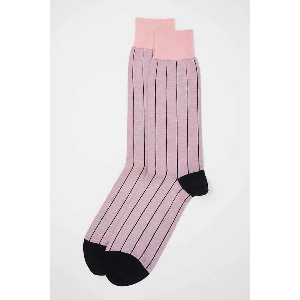 PEPER HAROW Pinstripe Men's Luxury Cotton Socks - Pink and Purple