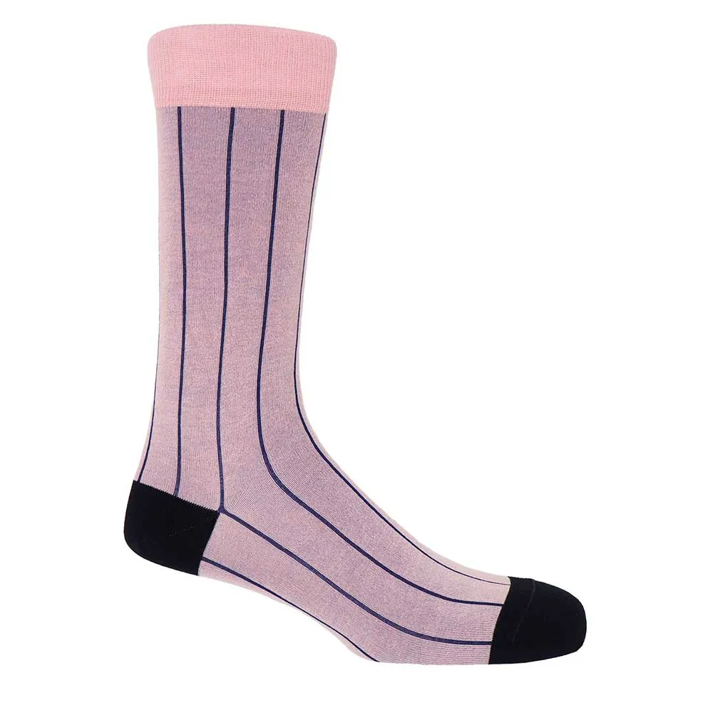 PEPER HAROW Pinstripe Men's Luxury Cotton Socks - Pink and Purple