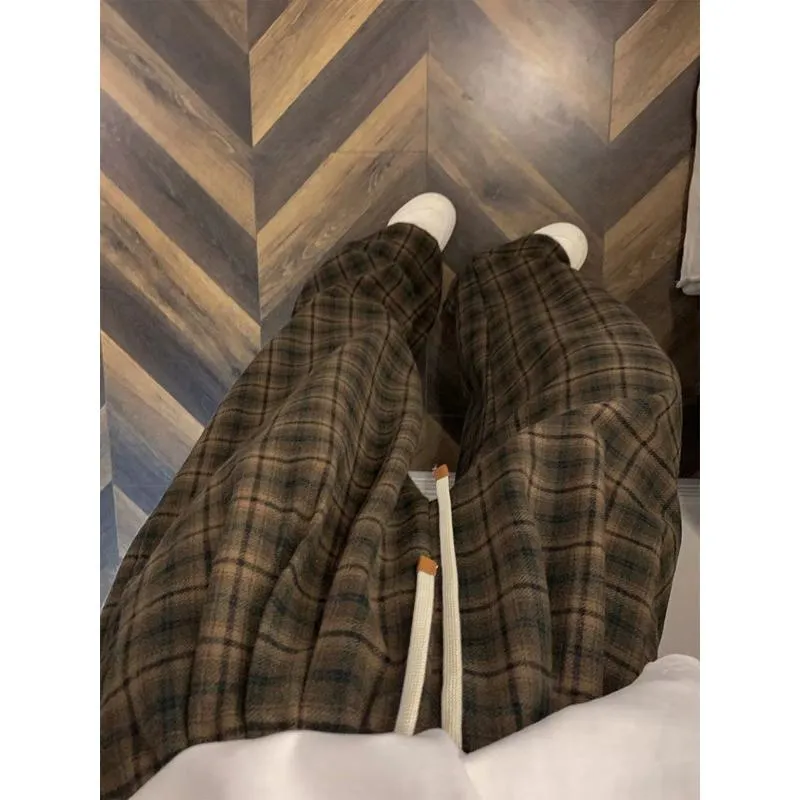 Plaid Casual Quality Versatile Pants