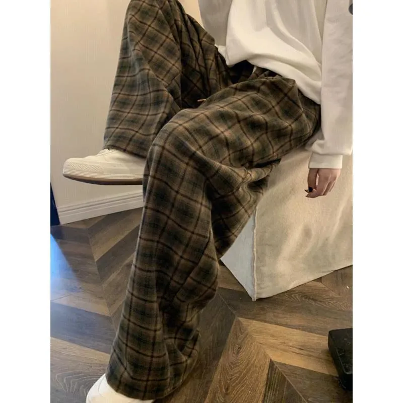 Plaid Casual Quality Versatile Pants