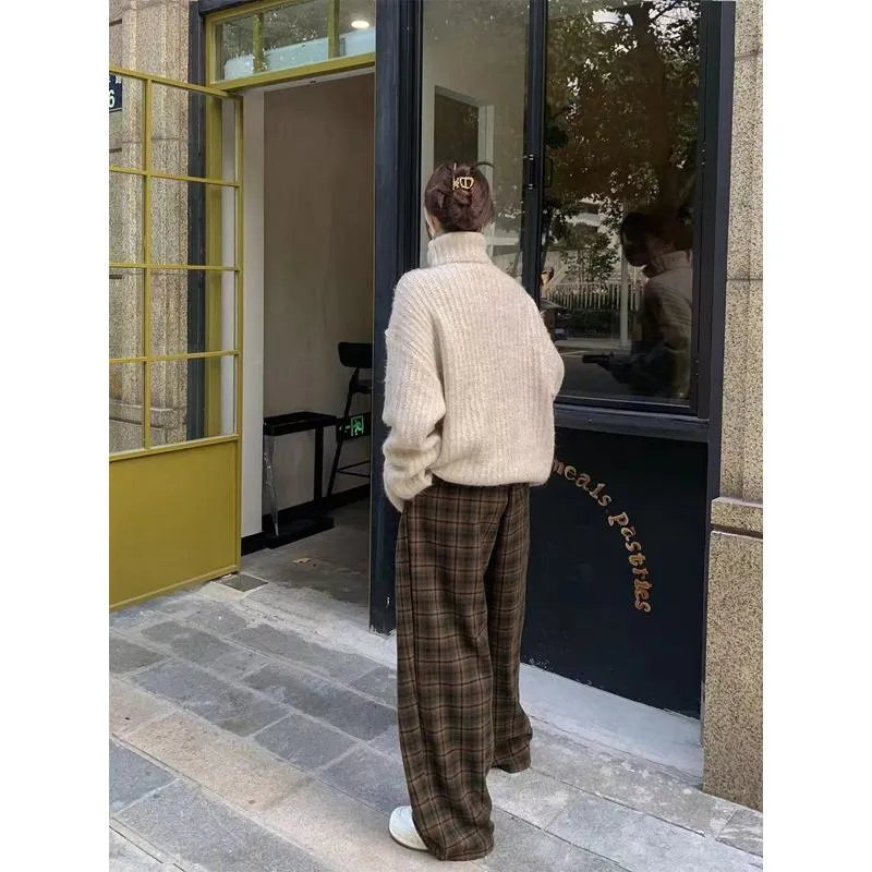 Plaid Casual Quality Versatile Pants