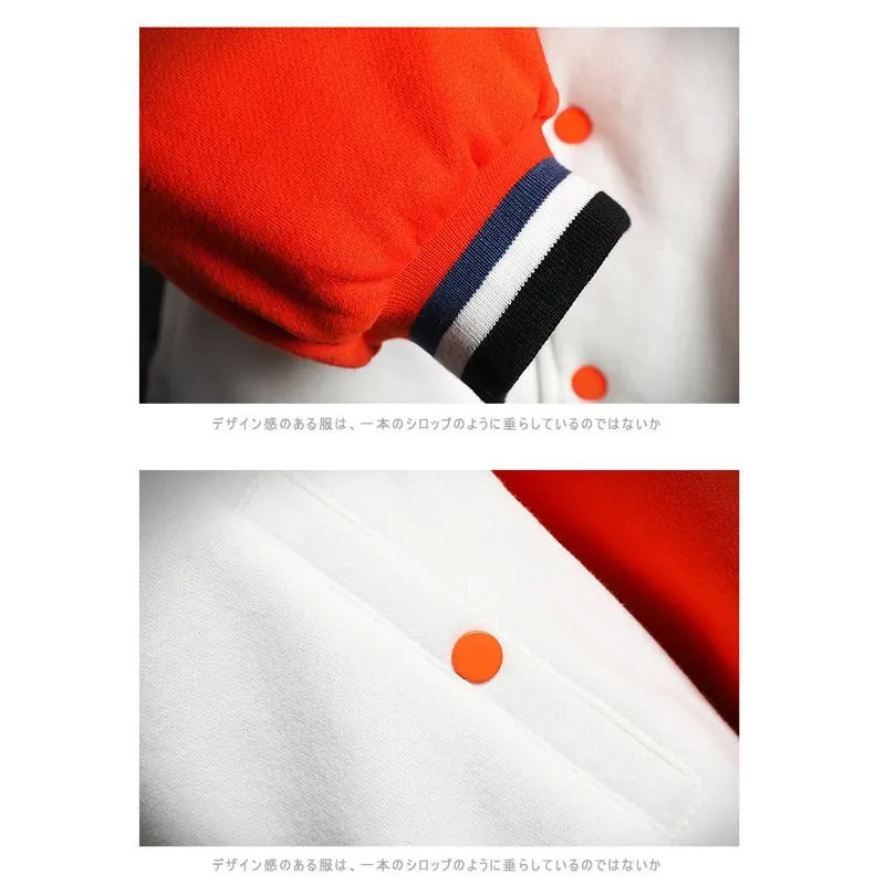 Plus Color Block Baseball Collar Varsity Jacket