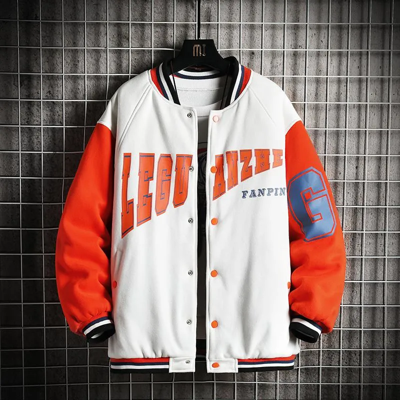 Plus Color Block Baseball Collar Varsity Jacket