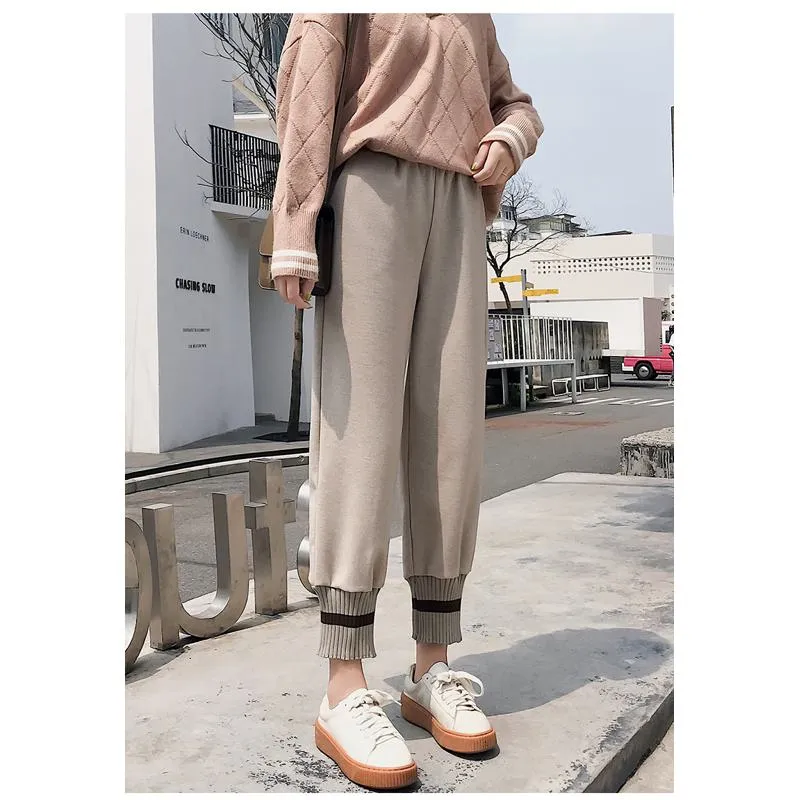 Plus Straight Starry Sky Woolen High-Waisted Loose Fit Pants