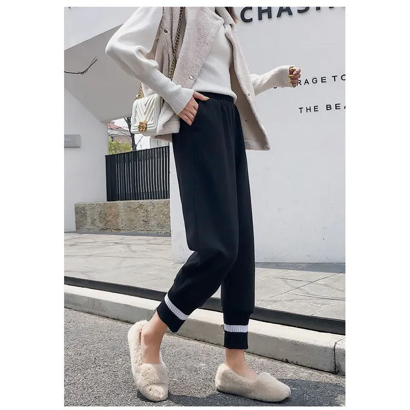 Plus Straight Starry Sky Woolen High-Waisted Loose Fit Pants