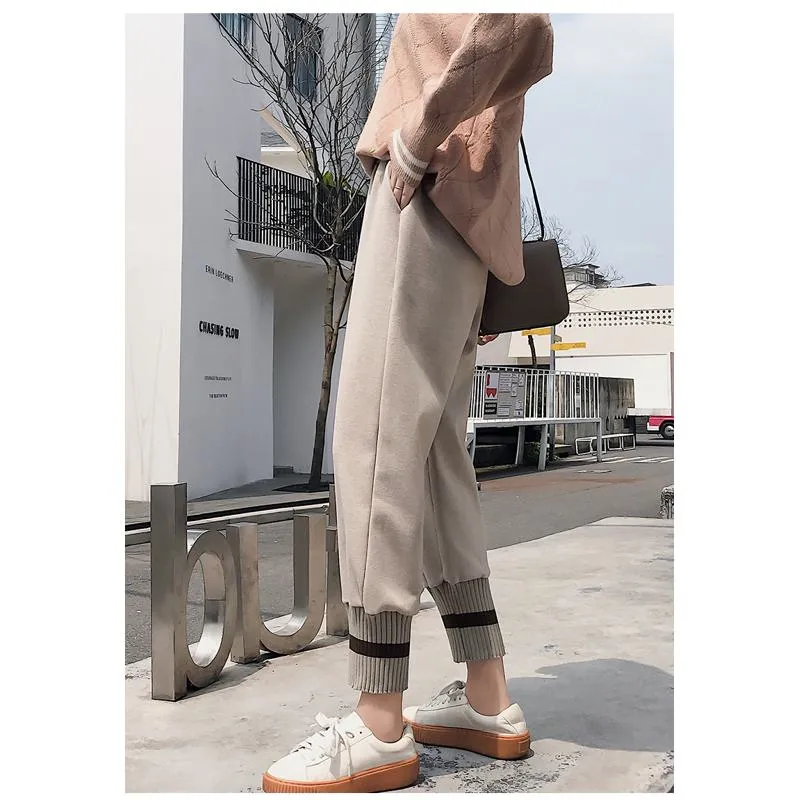 Plus Straight Starry Sky Woolen High-Waisted Loose Fit Pants