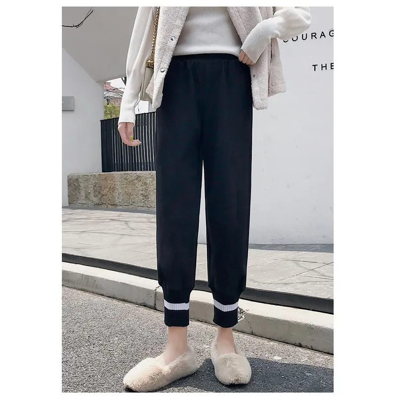 Plus Straight Starry Sky Woolen High-Waisted Loose Fit Pants