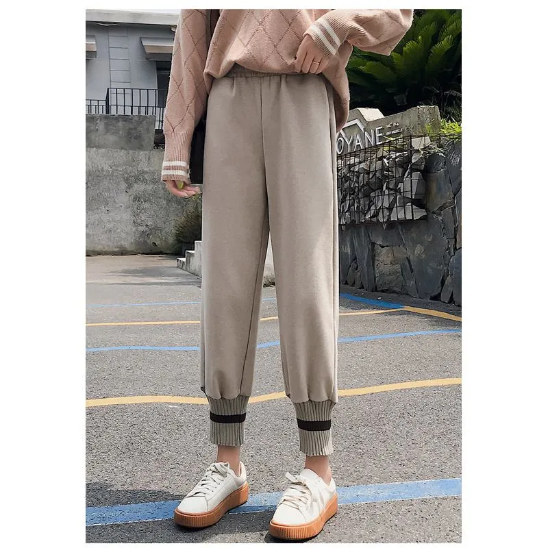 Plus Straight Starry Sky Woolen High-Waisted Loose Fit Pants