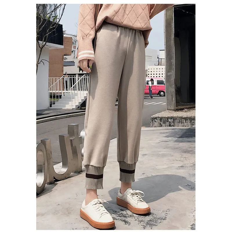 Plus Straight Starry Sky Woolen High-Waisted Loose Fit Pants