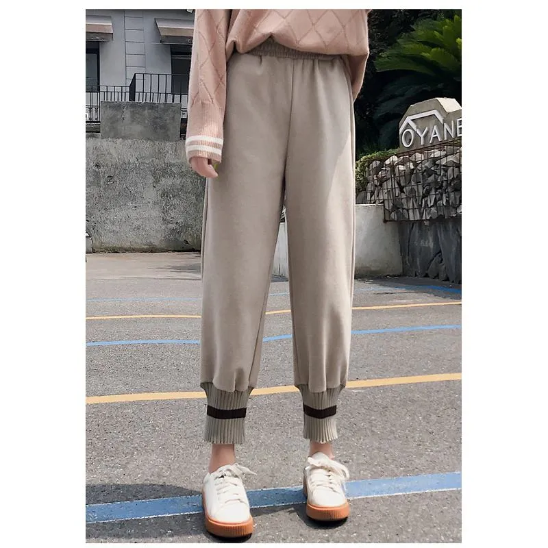 Plus Straight Starry Sky Woolen High-Waisted Loose Fit Pants