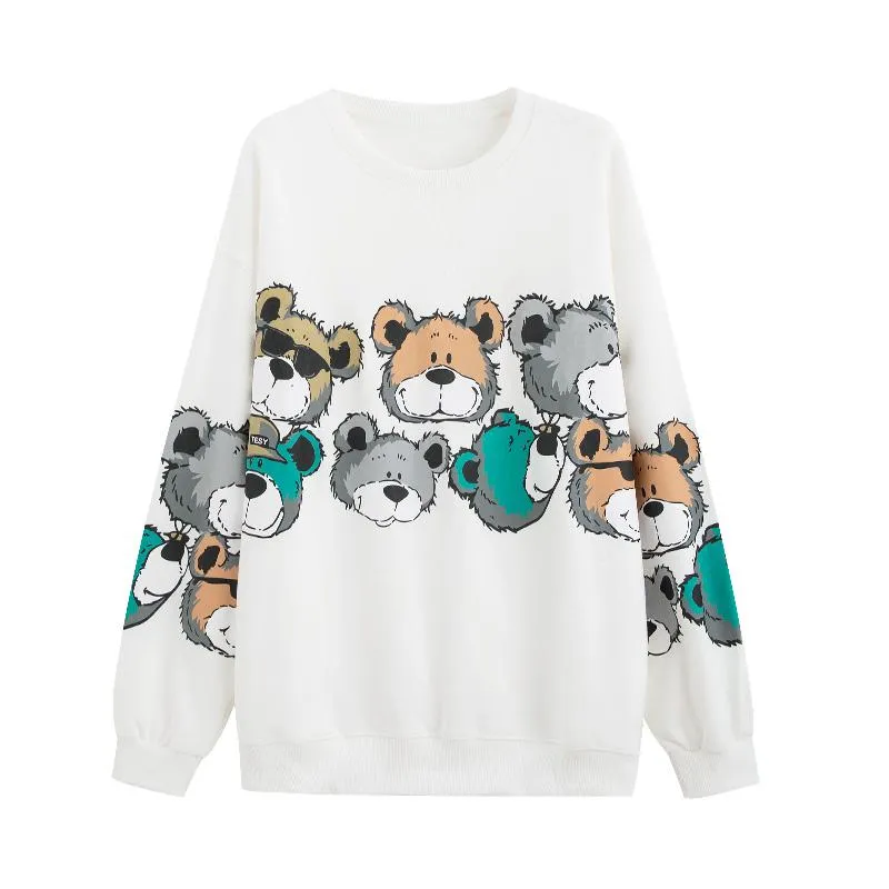 Pullover Thin Cartoon Plus Cotton Print Loose Fit Sweatshirt