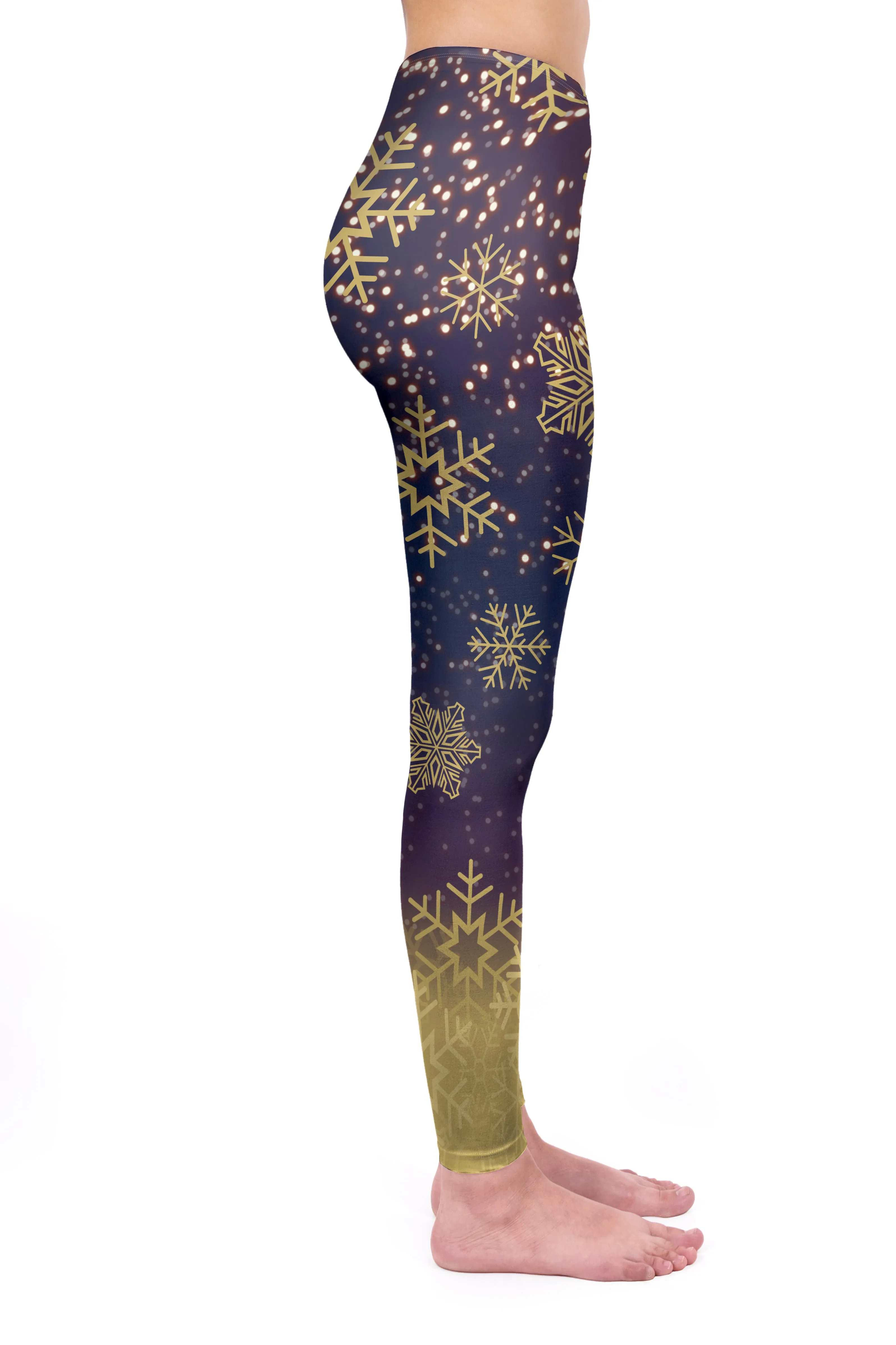 Regular Leggings (8-14 UK Size) - Golden Snowflake