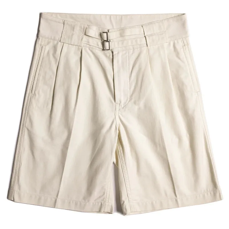 Retro High Waist Knee Length Men's Gurkha Shorts - Italian Navy