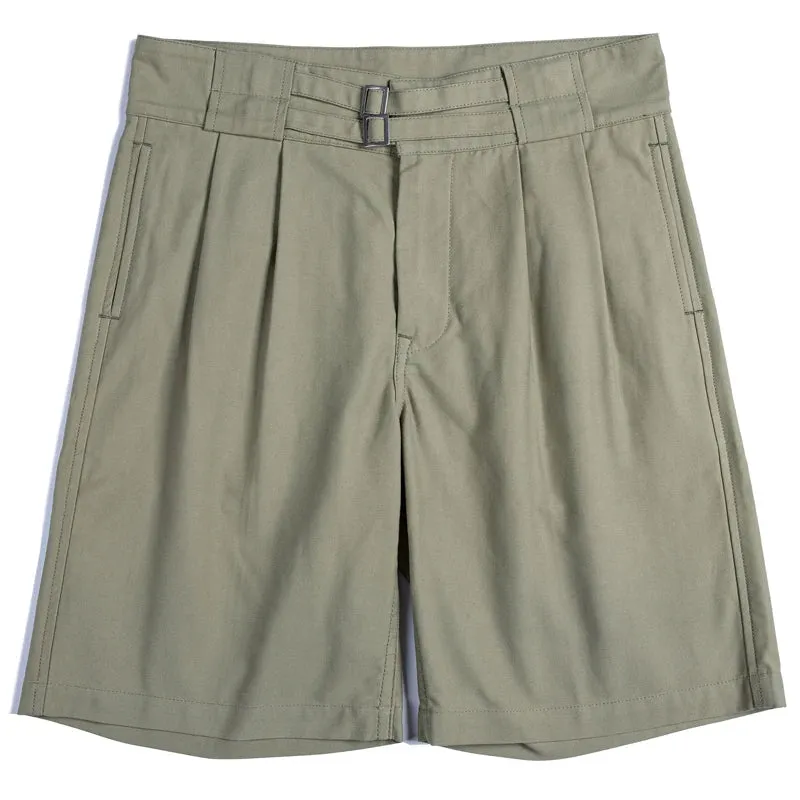 Retro High Waist Knee Length Men's Gurkha Shorts - Italian Navy