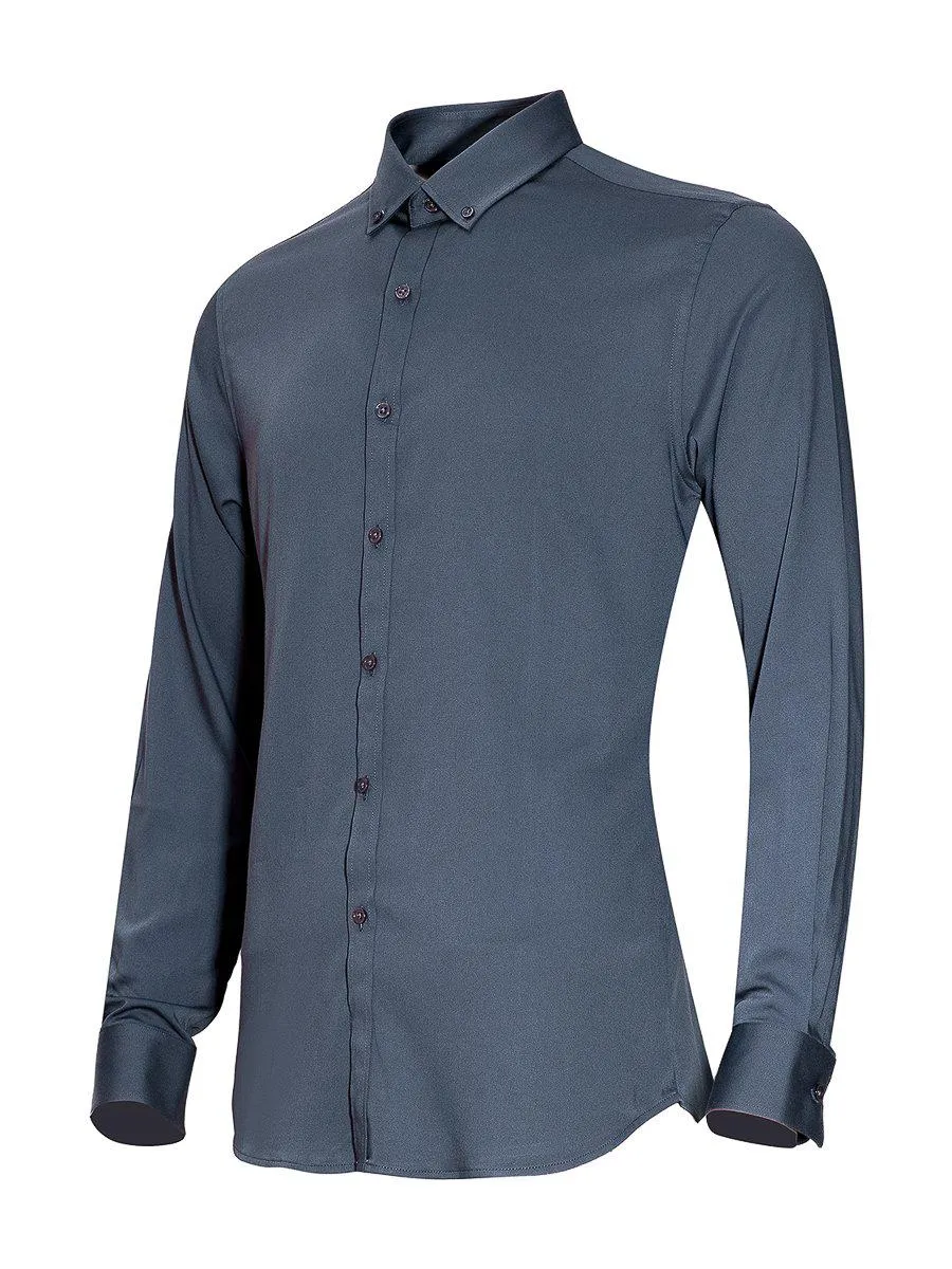 Return Sale - Bamboo Satin Stretch Shirt - Charcoal