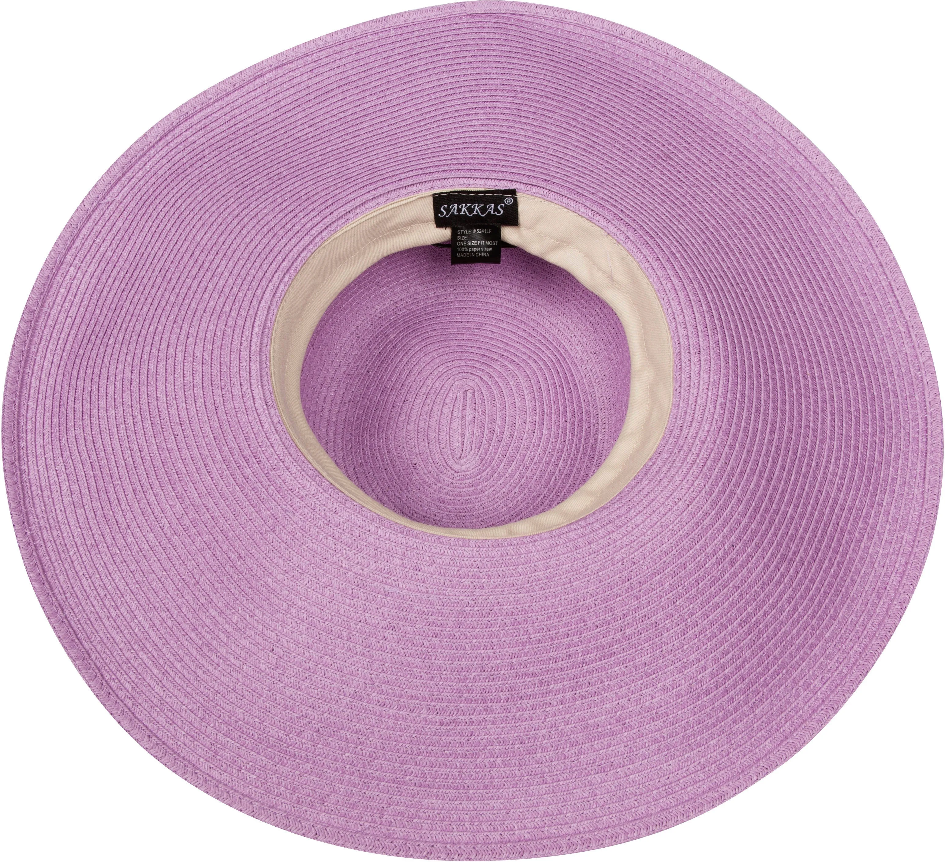 Sakkas Bella UPF 50  100% Paper Straw Flower Accent Wide Brim Floppy Hat