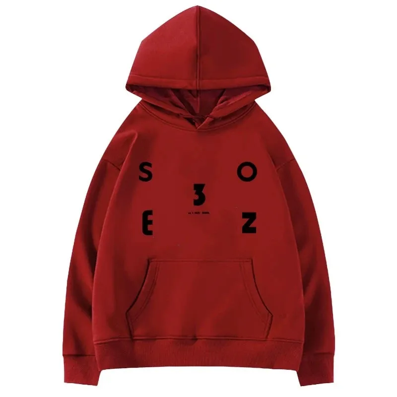 Simple Letter Printing Casual Women Hoodies Solid Color Hooded Drawstring Loose Chic Pocket Fashion Winter Female Hoodies