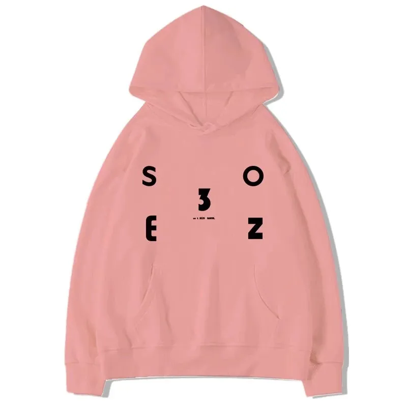 Simple Letter Printing Casual Women Hoodies Solid Color Hooded Drawstring Loose Chic Pocket Fashion Winter Female Hoodies