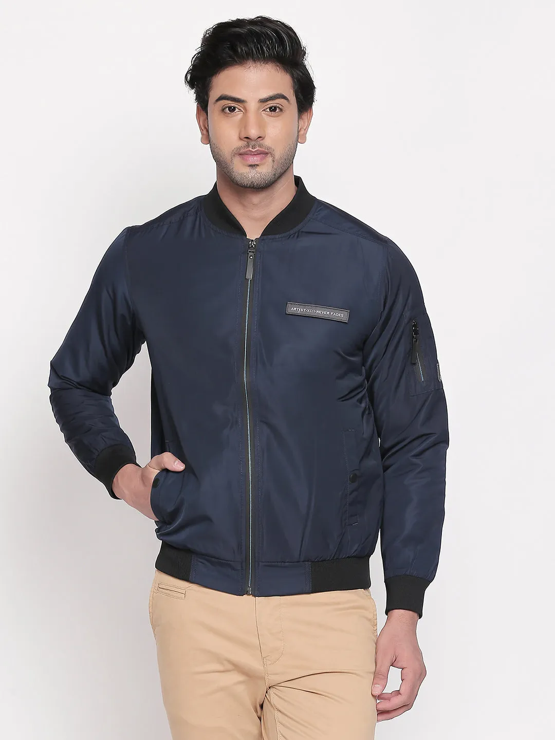 Spykar Blue Polyester Regular Fit Jacket For Men