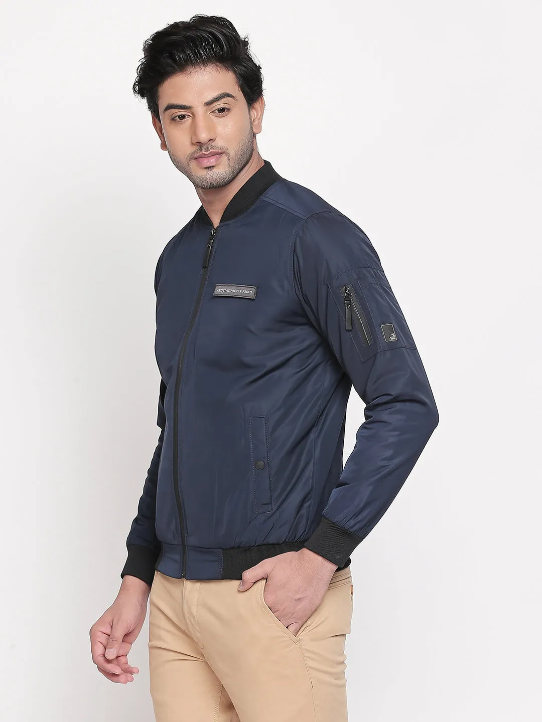 Spykar Blue Polyester Regular Fit Jacket For Men