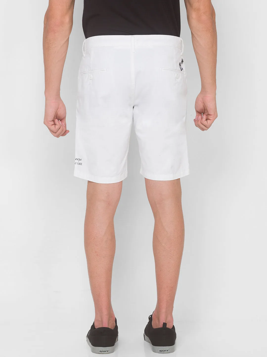 Spykar Men White Cotton Slim Fit Casual Shorts