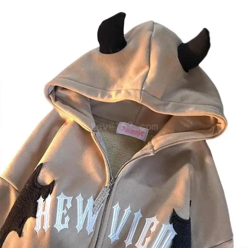 Stylish Devil Horn Lightweight Loose Long Sleeve Hoodie