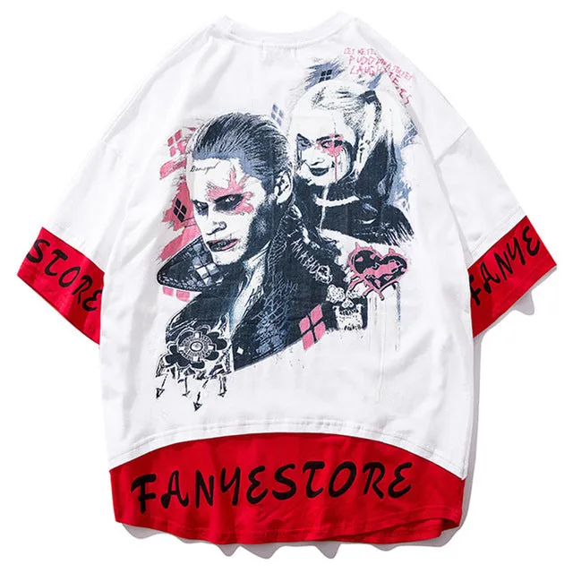 Suicide Squad Harley & Joker Hip Hop Streetwear Loose Tees