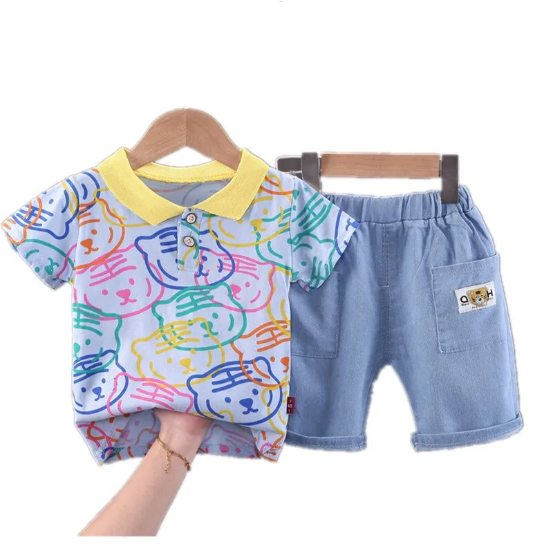 Summer Boys Tracksuit Shorts 2pcs Children's Clothing Sets Jogging Tracksuits