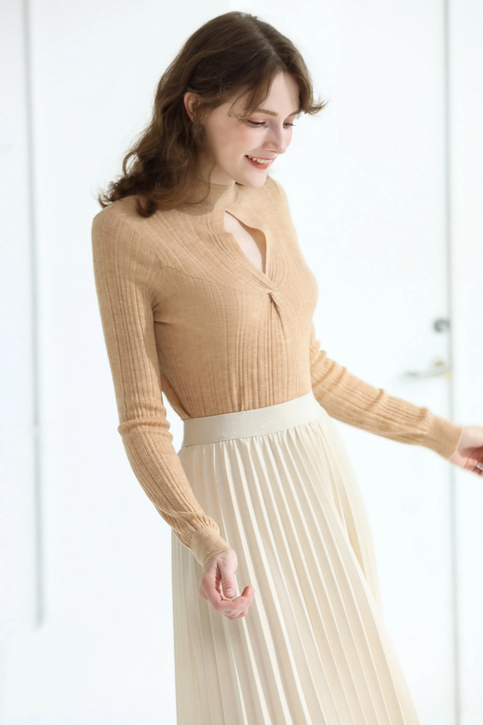 Sylphide | Reine Apricot Cut Out Wool Sweater