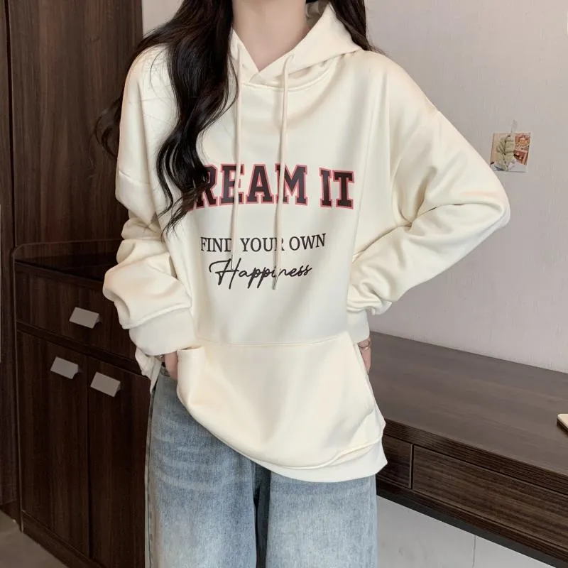 Thin Loose Fit Plus Letter Hoodie