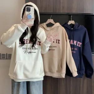 Thin Loose Fit Plus Letter Hoodie