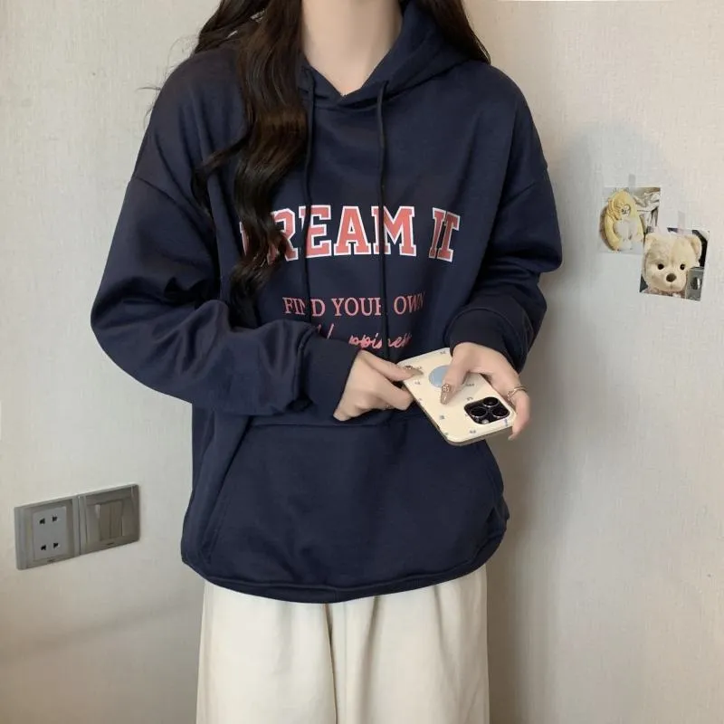 Thin Loose Fit Plus Letter Hoodie