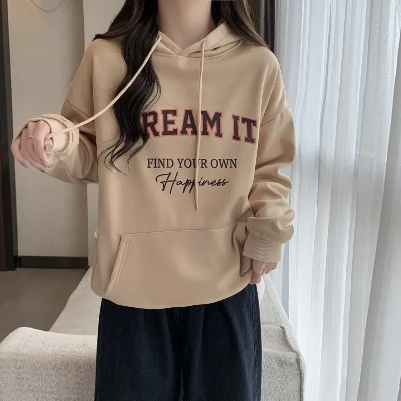 Thin Loose Fit Plus Letter Hoodie